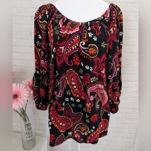 Slim Factor By Investments Floral Paisley Women's Top